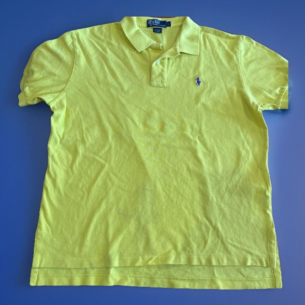 Polo Ralph Lauren Classic Fit Polo Shirt Yellow Sz L Good Used Condition